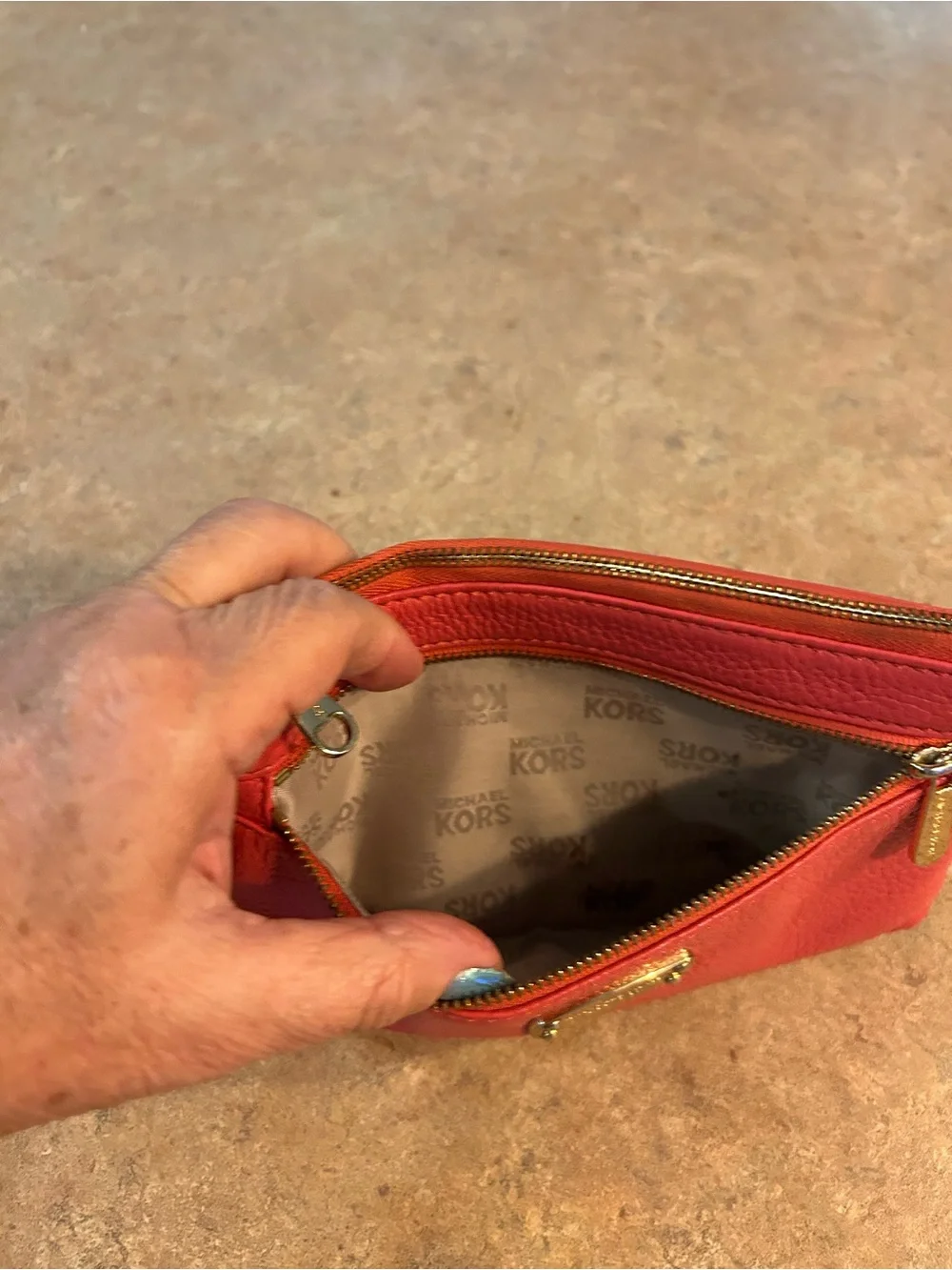 Michael Kors Coral Barbie Pink Leather Wristlet Clutch